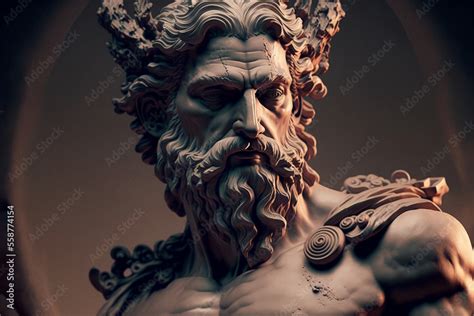 Bust of the god Zeus. Ancient Greek mythology. Antique sculpture. created with ai Stock ...