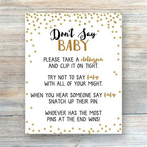 Dont Say Baby Don't Say Baby Game Printable Don't Say | Etsy