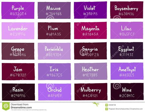 Purple Tone Color Shade Background with Code and Name