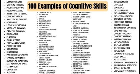 100 Examples of Cognitive Skills - Vivid Examples