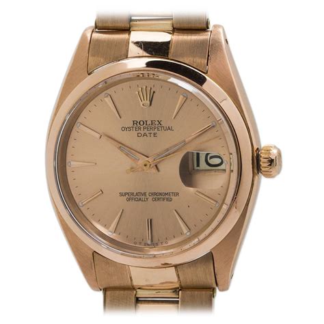 Rolex Rose Gold Oyster Perpetual Date Wristwatch Ref 1500 at 1stdibs