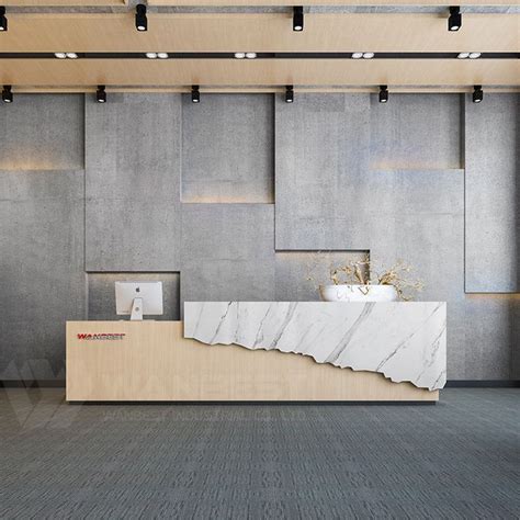 Hotel White Marble Modern Reception Desk Size Straight | Modern reception desk, Office reception ...