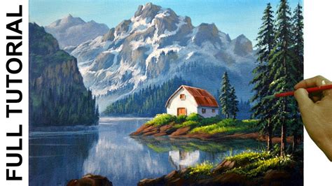 Acrylic Landscape Painting TUTORIAL / White Barn in the Lake / JMLisondra - YouTube | Landscape ...