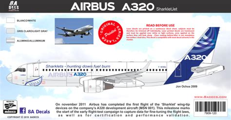 Airbus A320 sharklet jet 8aDecs -7909-120-200