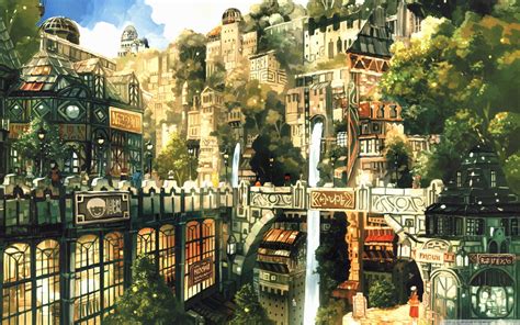 Fantasy City Wallpaper Hd - Background Anime City (#1905901) - HD Wallpaper & Backgrounds Download