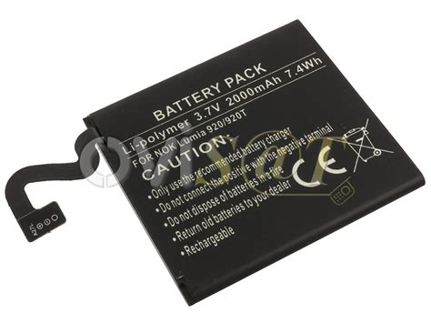 Batería para Microsoft Lumia 920 3.7V, 2000mAh, 7.4Wh