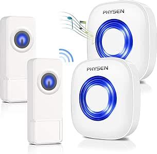 PHYSEN Model CW Waterproof Wireless Doorbell kit with 2 Push Buttons and 2 Plugin Receivers ...