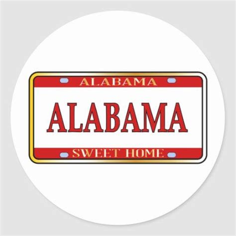 Alabama State Name License Plate Classic Round Sticker | Zazzle ...