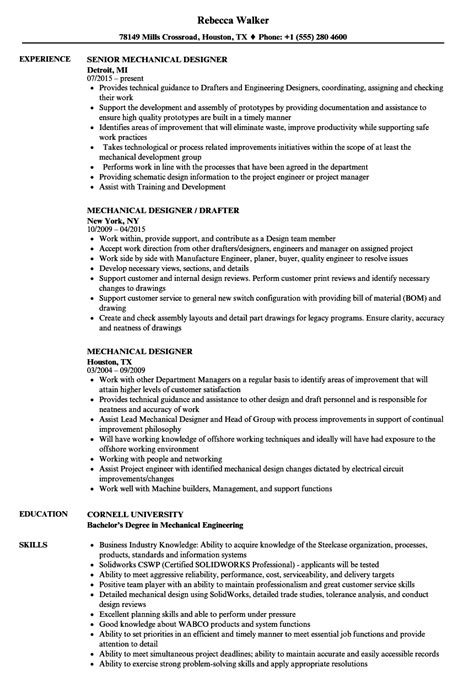 Mechanical Designer Resume Samples | Velvet Jobs