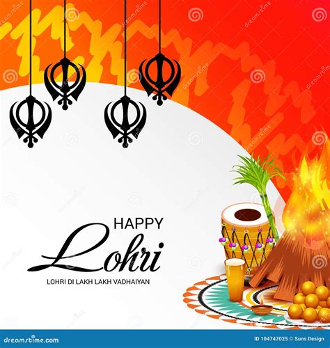 Happy Lohri Festival Celebration. Stock Illustration - Illustration of ...