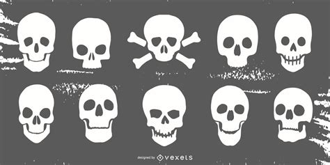 Descarga Vector De Conjunto De Silueta De Calavera Simple