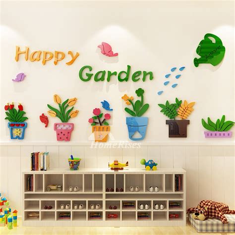 Vinyl Wall Decor Stickers 3D Acrylic For Kids Flower Kindergarten ...