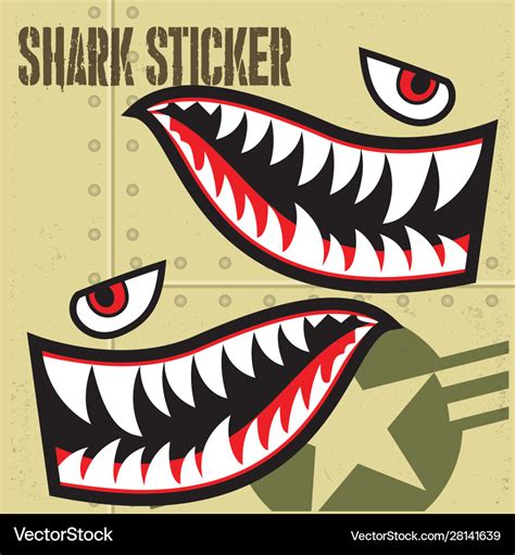 Flying tiger shark mouth sticker vinyl 13 Vector Image