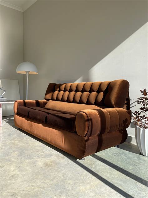 - Vintage Tufted Chocolate Velvet Sofa – Curated Spaces