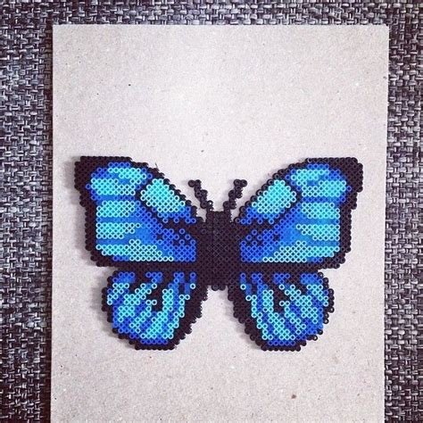 Blue Butterfly Mini Hama Beads Diy Perler Beads Perler Bead Art ...