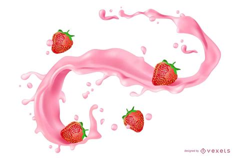 Strawberry Juice Splash Illustration Vector Download