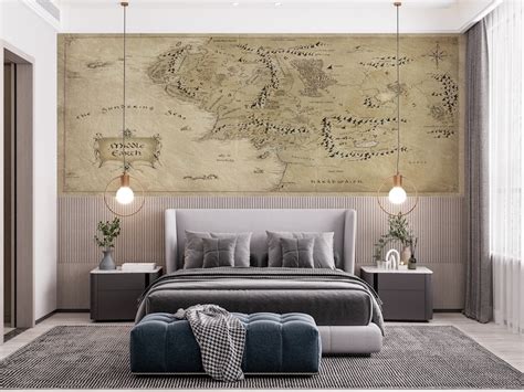 LOTR Map Wallpaper Map Wallpaper Wall Deco Stylish 3D - Etsy