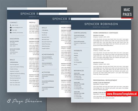 For Mac Pages: Simple Resume Template / CV Template for Mac Pages, Cover Letter, Curriculum ...