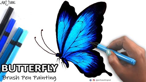 Drawing BUTTERFLY with Brush Pen | Watercolor effect | BRUSH PEN ...