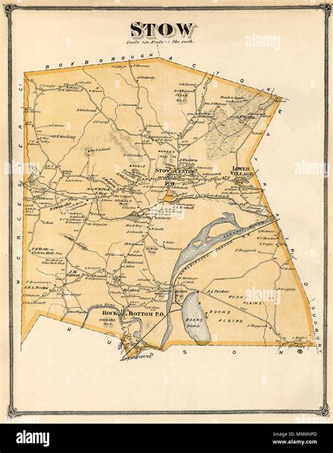 Map of Stow Centre in the Town of Stow. 1875 Stock Photo - Alamy