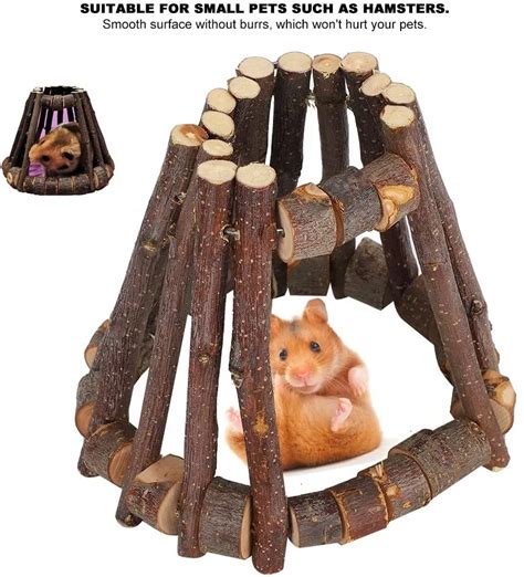 Hamster Chew Toys Natural Apple Wood Pet House Yurt Hide Cave Cage Toy Molar Toys For Rats ...