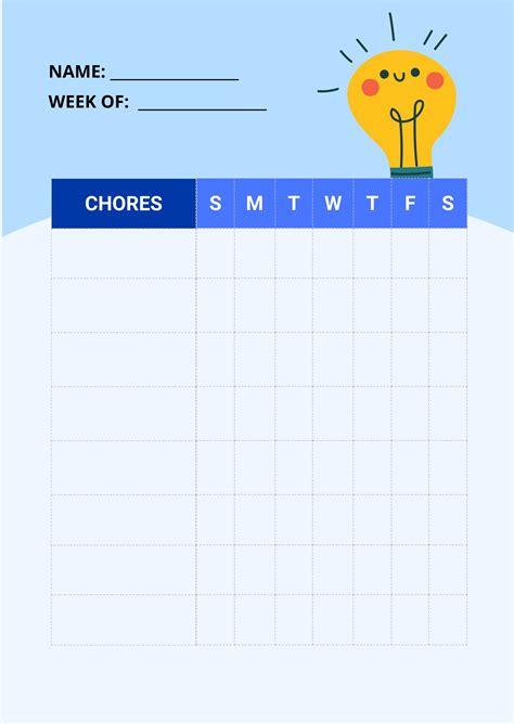 Free Printable Chore Chart Template