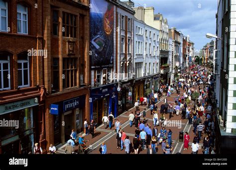 Crowd at shopping street Grafton Street, Dublin, Ireland, Europe Stock ...