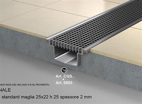 Stainless steel grating channel siphoned floor drain with plate cover outlet pipe