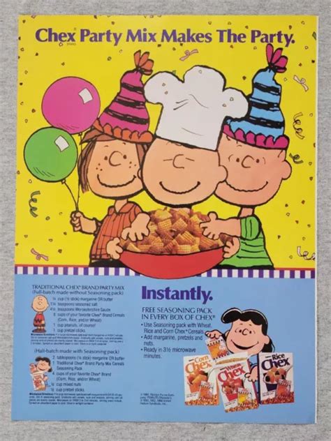 1990 MAGAZINE ADVERTISEMENT Page Chex Party Mix Charlie Brown Peanuts Print Ad $8.99 - PicClick