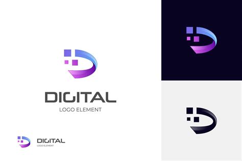 initial letter D digital with pixels logo icon design, letter ID logo element for technology ...