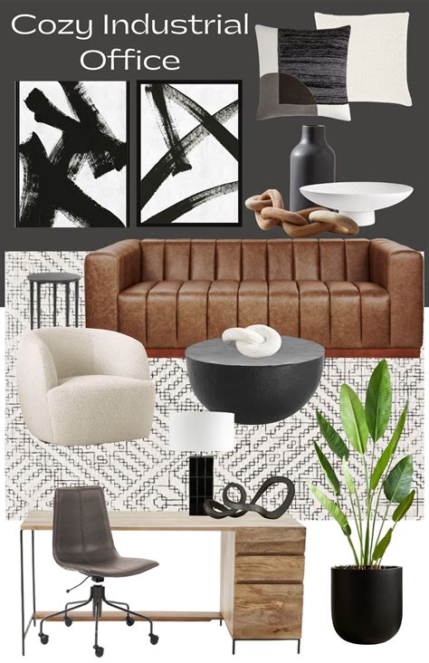 Curated Cozy Industrial Office Space Mood Board Interior Design - Etsy