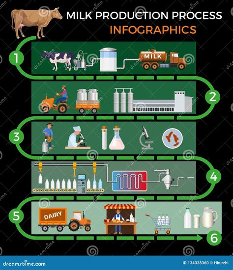 Proceso De Producción De Leche Ilustración Del Vector Ilustración De ...