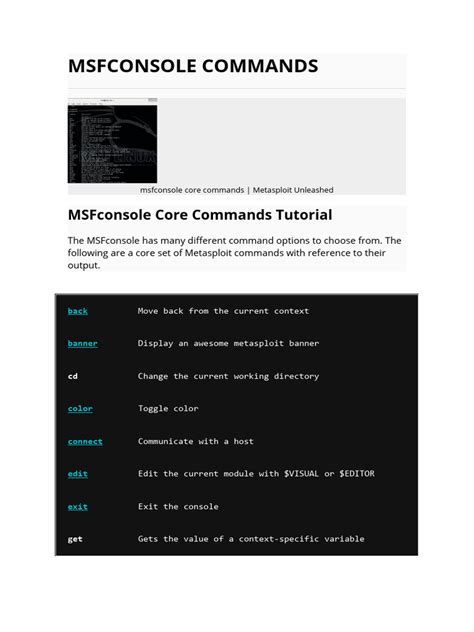 Msfconsole Commands | PDF