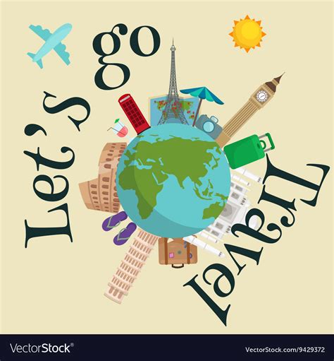 Travel around the world poster tourism Royalty Free Vector