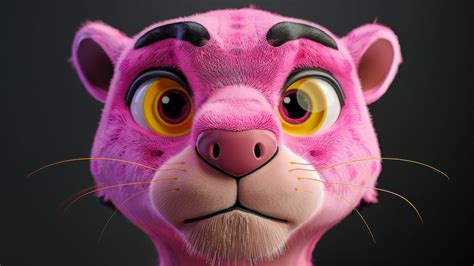 4k HD Wallpaper: 3D Realistic Pink Panther Portrait