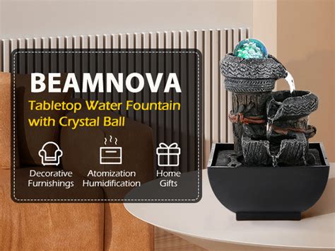 BEAMNOVA Water Fountains Indoor Tabletop Fountain with Pump Waterfall