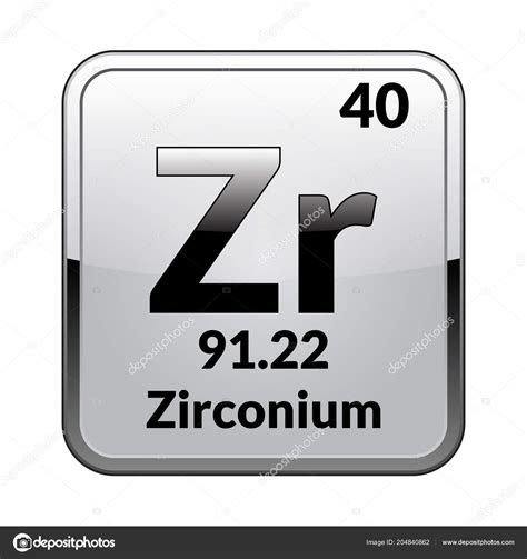 Zirconium Symbol Chemical Element Periodic Table Glossy White Background Silver Stock Vector ...