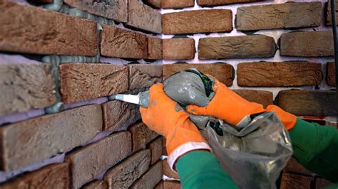 How to Install Brick Veneer on a Wall - YouTube