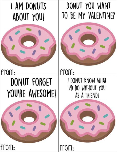 Free Printable Donut Valentine's Day Cards