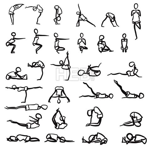 Stickmen Hand Drawn Yoga Poses - HEBSTREITS | Manos dibujo, Figura con ...