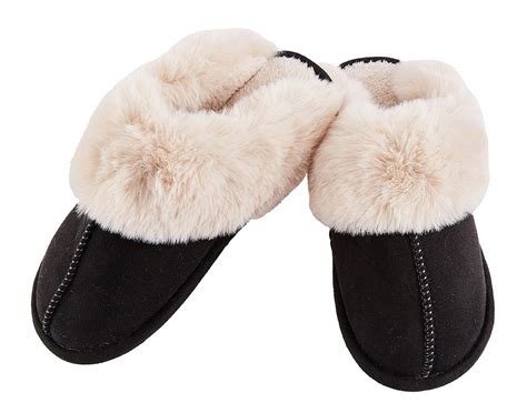 Wholesale Men's Black Fuzzy Slippers - WSD