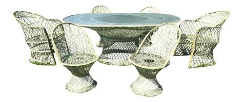 Russell Woodard Spun Fiberglass 6-Chair Dining Table Set