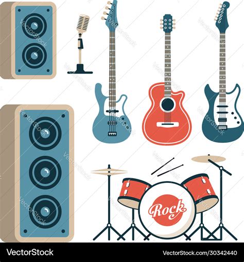 Musical instruments for rock band Royalty Free Vector Image