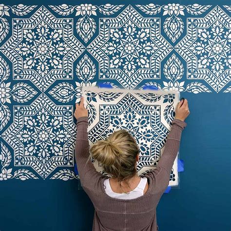Alhambra Tile Stencil Large TILE STENCIL Tile Stencils for Painting Floors and Walls Moroccan ...