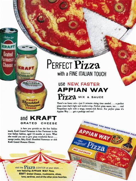 Pizza Mix Ad 1960 Nadvertisement For Kraft Grated Cheese And Appian Way ...