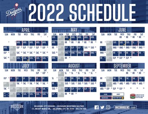 OKC Dodgers Announce 2022 Schedule | by Lisa Johnson | Beyond the ...