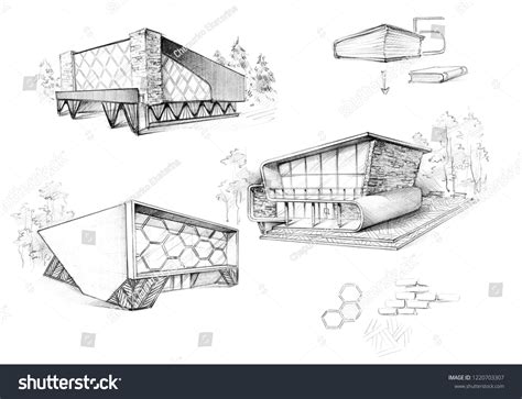 Architectural Sketch Modern Library Building Designภาพประกอบสต็อก 1220703307 - Shutterstock