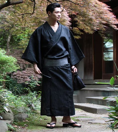 Male Cool Traditional Japanese Kimono Men Cotton Robe Yukata Men's Bath ...