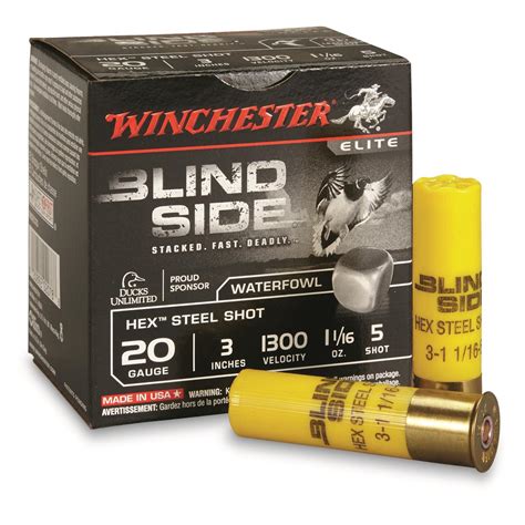 Winchester, 20 Gauge, Winchester BlindSide, 3" 2,5 Steel Shotshells, 25 ...