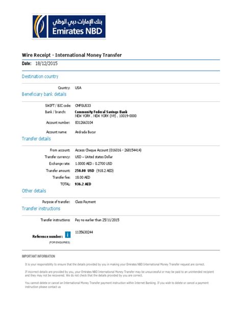 Money Transfer Receipt | PDF